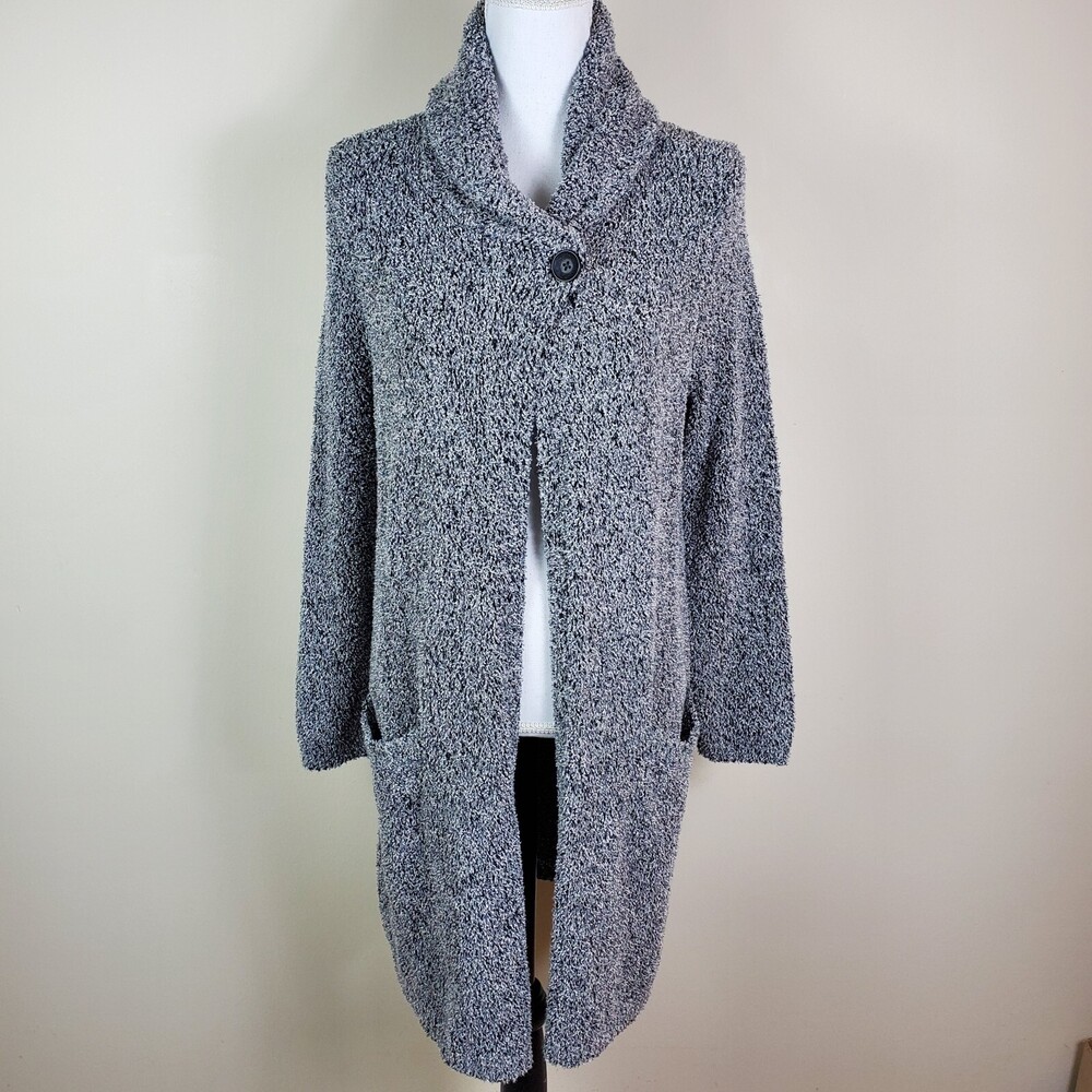 Pure Jill Womens Sweater S Gray Fuzzy Long Open Front Long Cardigan New